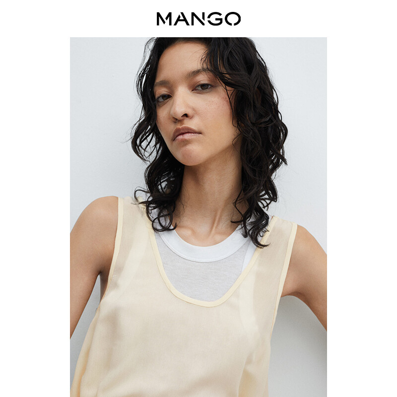 

Женская майка Mango легкая, светло-бежевый