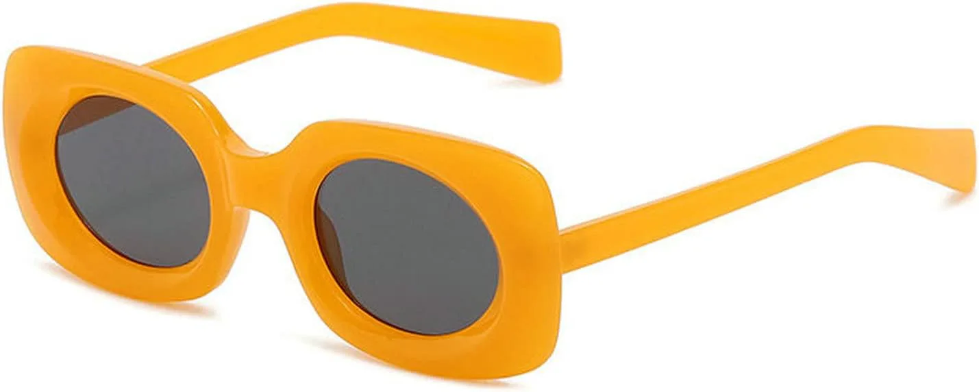 

Солнцезащитные очки COTIA прямоугольной формы для женщин, в стиле ретро, ​​овальные линзы, узкая тонкая квадратная оправа, защита от УФ-излучения UV400, Orange Grey