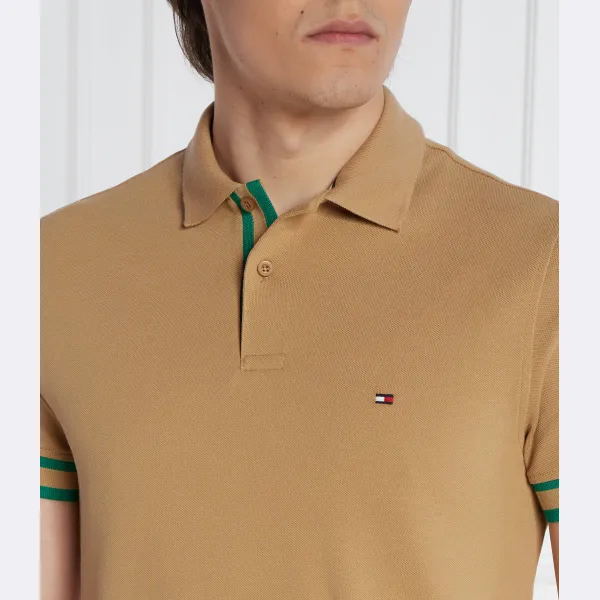 Рубашка-Поло узкого кроя с монотипными манжетами Tommy Hilfiger, бежевый — фото 3