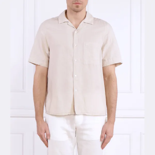 

Кубинская рубашка прямого кроя из льна Calvin Klein, экрю