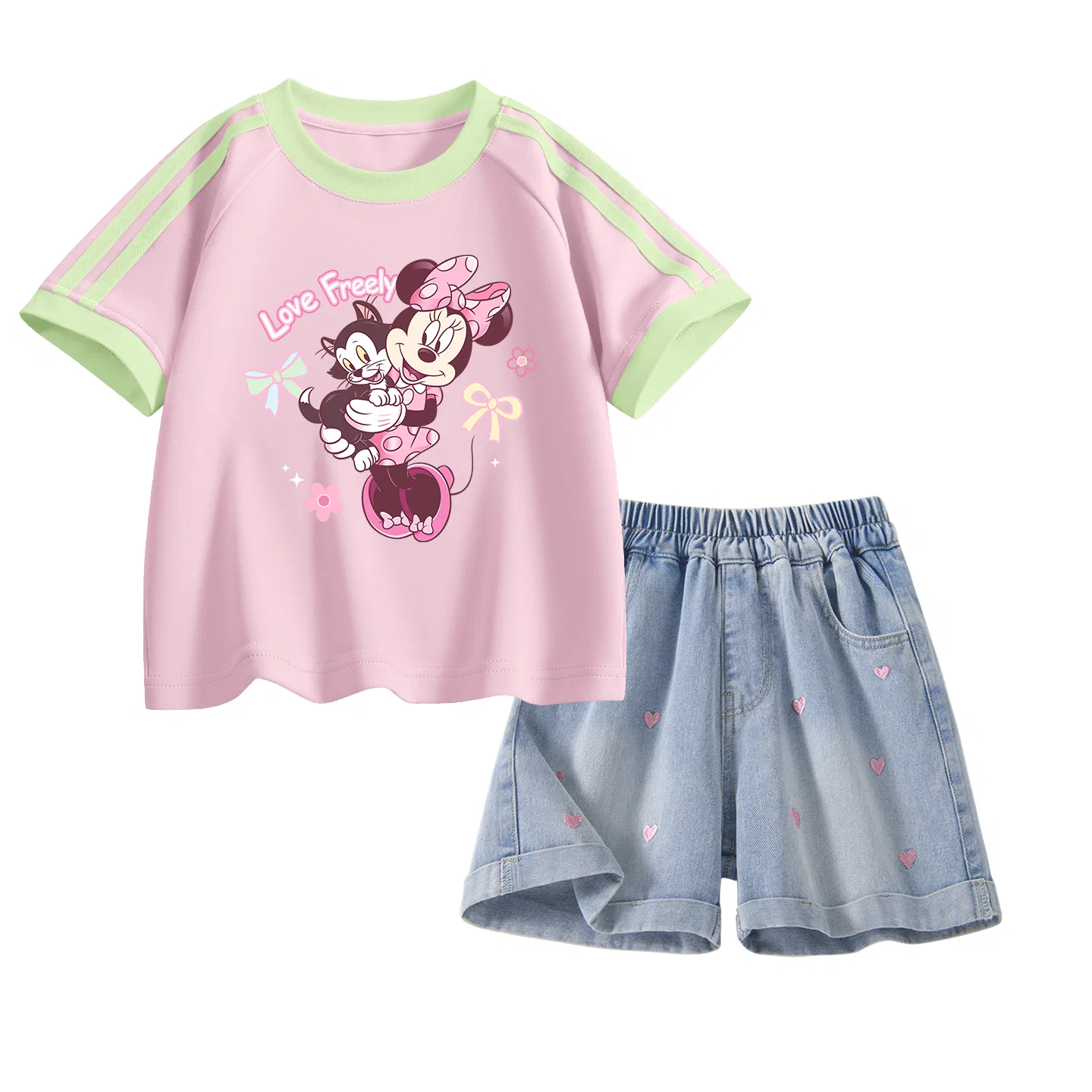 Повседневный спортивный костюм Disney Kids' 2 предмета в розовом и джинсово-синем