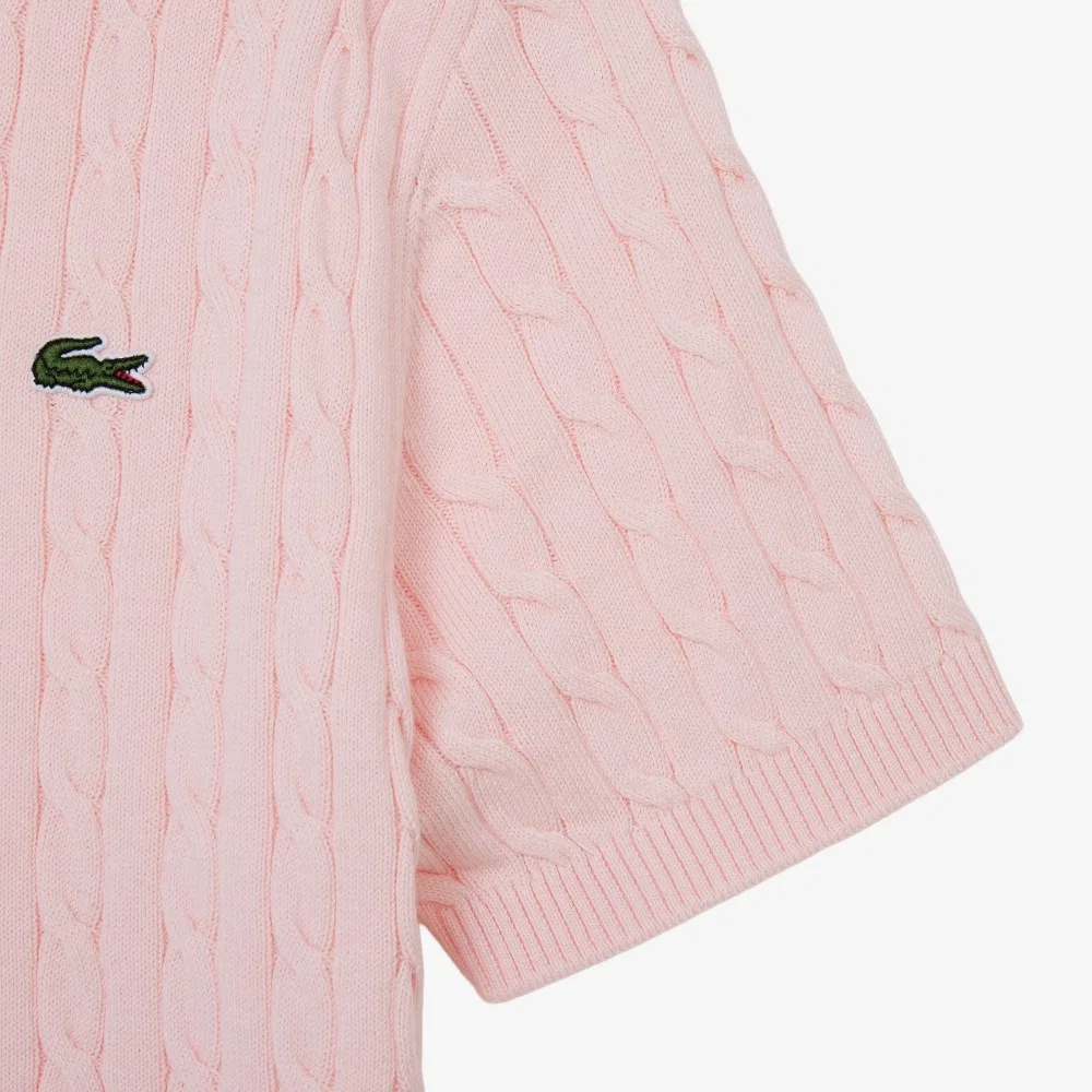 Свитер женский Lacoste с коротким рукавом, розовый — фото 3