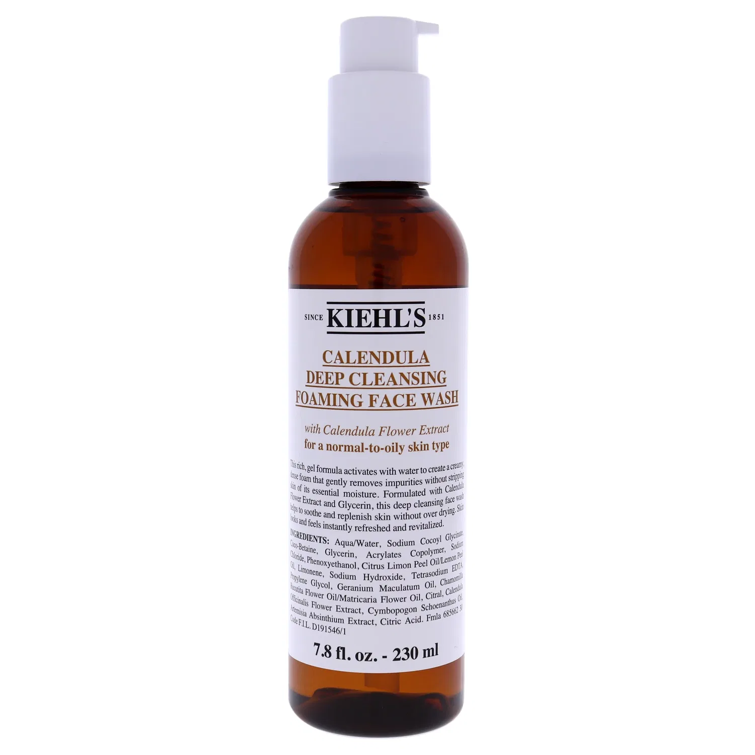 Крем для лица Kiehl's — Пенка для глубокого очищения лица с календулой от Kiehls, подходит для мужчин и женщин, 213 мл