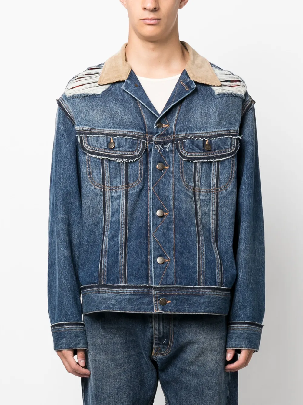 Джинсовая куртка с эффектом потертости из коллаборации с Pendleton MAISON MARGIELA, синий — фото 3