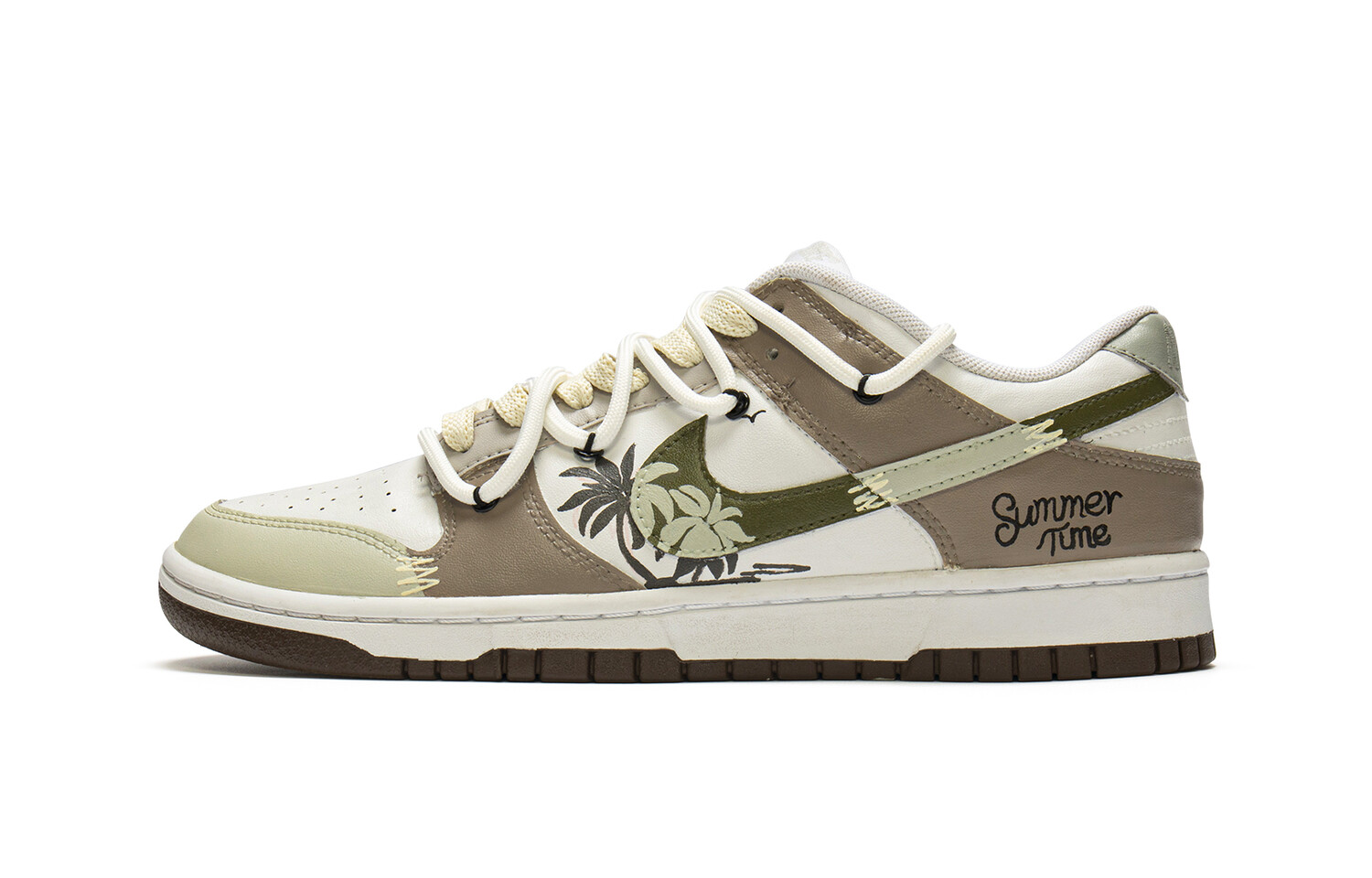 

Кроссовки Nike Dunk Skateboarding Shoes Men Low-top Green/Brown/White, зеленый