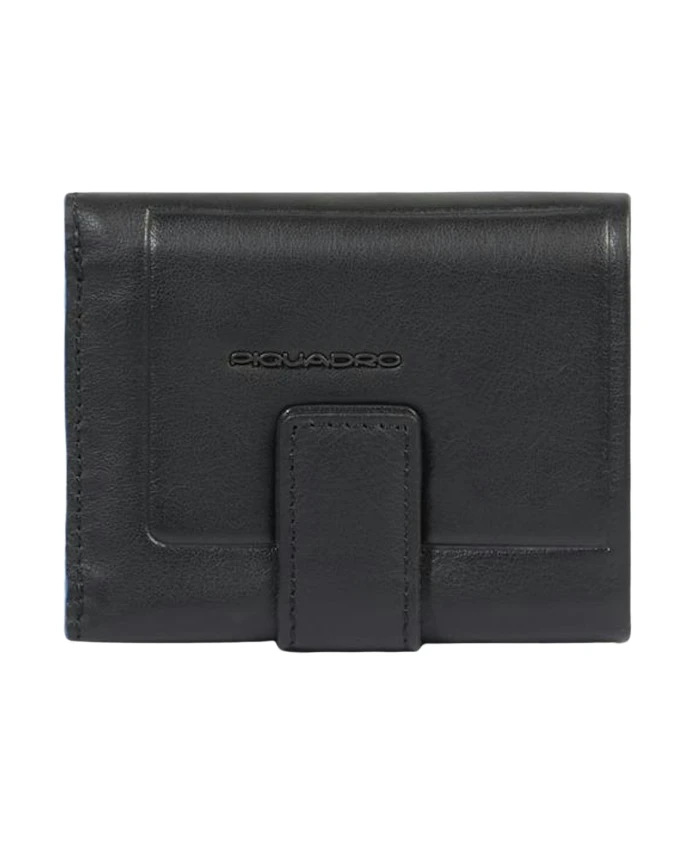 

Мужской карманный кошелек с задним отделением для монет и слотами для кредитных карт, с защитой от RFID-сканирования. Piquadro, черный