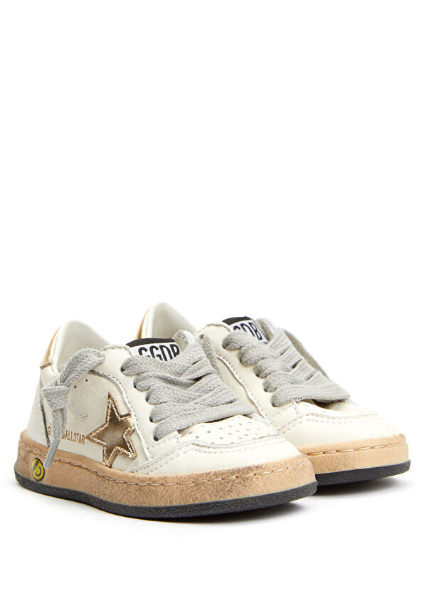 Детские кожаные кроссовки со звездочками Golden Goose, золотой — фото 2