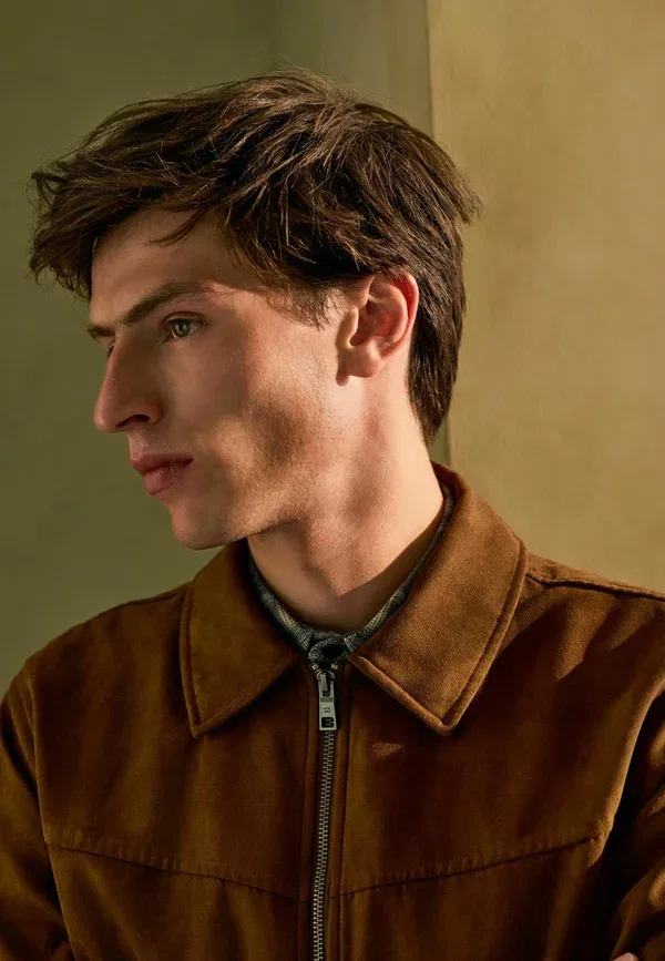Куртка Harrington из искусственной кожи Regular Fit, Next, цвет светло-коричневый — фото 3