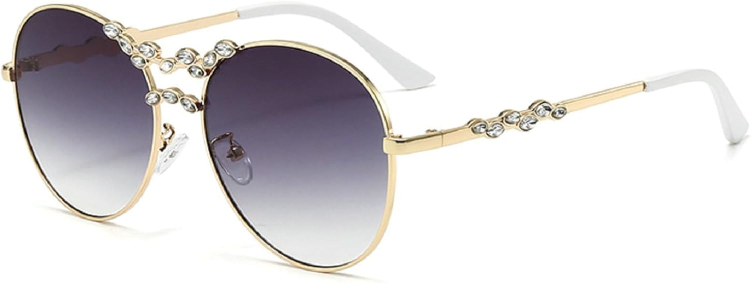 

Винтажные солнцезащитные очки со стразами, модные женские очки-пилот, стильный и популярный дизайн, защита от ультрафиолета UV400, блестящие солнцезащитные очки N45 mincl, Gold Gray