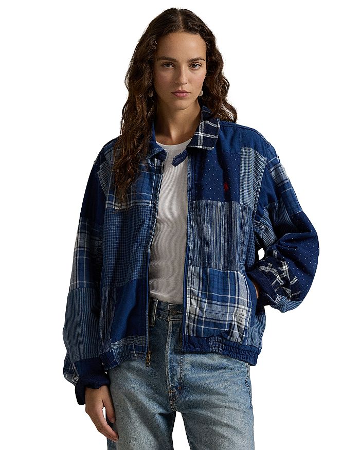 

Ветровка из хлопка и льна Lauren Ralph Lauren в стиле пэчворк, синий