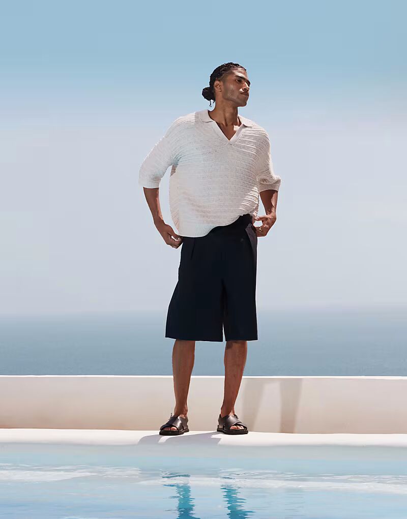 

Длинные шорты ASOS DESIGN из черного льна