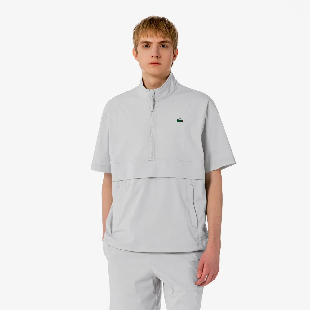 Мужской эластичный тканый анорак светло-серый от Lacoste — фото 4