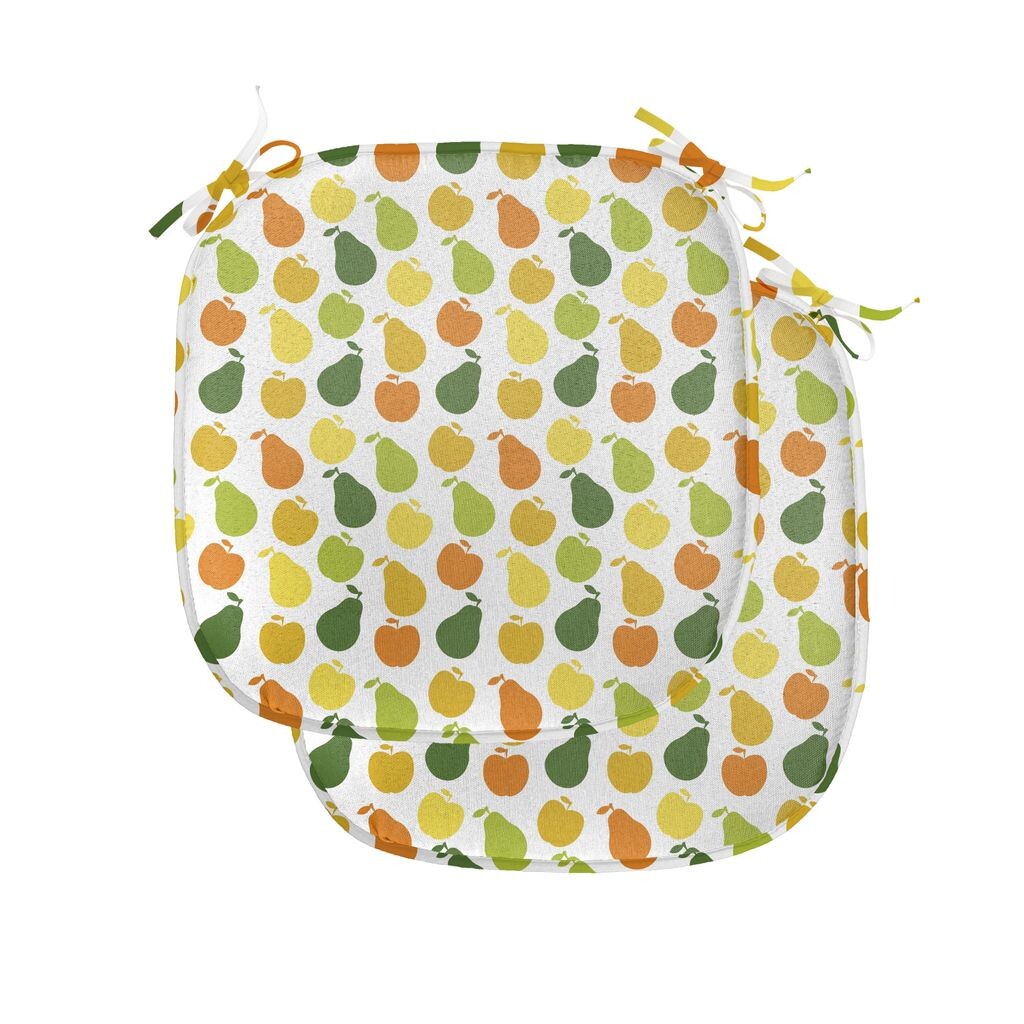 

Подушка для обеденного стула ABAKUHAUS Fruit, Apple Pear Fresh Garden, декоративная водонепроницаемая подушка с ремнями для кухонных сидений, 40 см x 40 см — упаковка из 2 шт., Hunter Green Yellow, зеленый