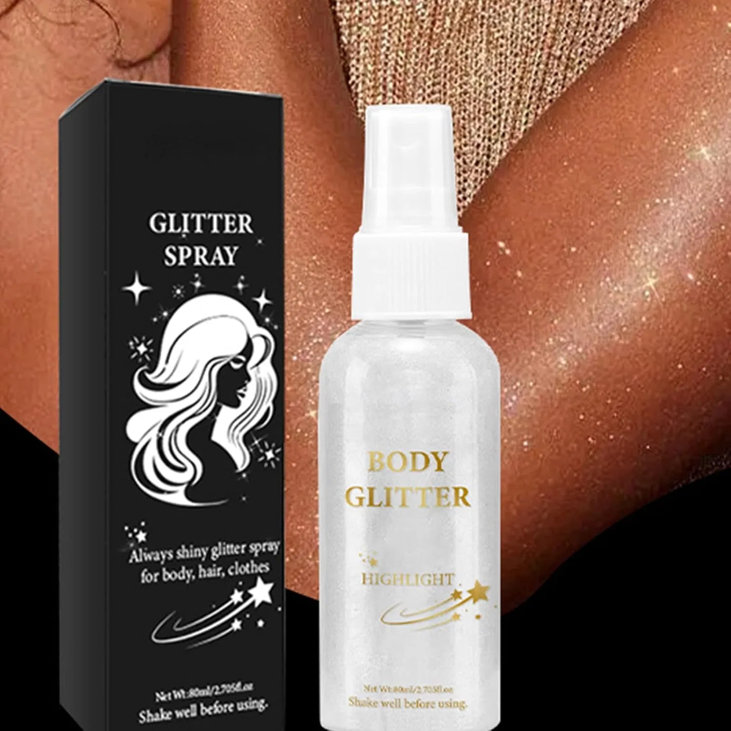 Глиттер-спрей для тела и волос Long Lasting Shiny Hairspray, 80 мл, разноцветный — фото 3