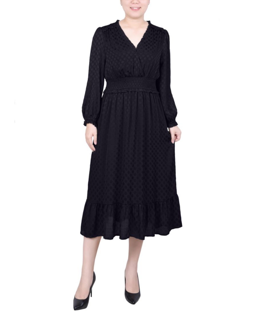 

Укороченное платье с длинными рукавами и запахом NY Collection, Black