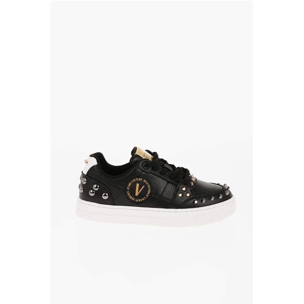 Кроссовки JEANS COUTURE из текстурированной кожи COURT 88 Low Top с Versace, Black — фото 3