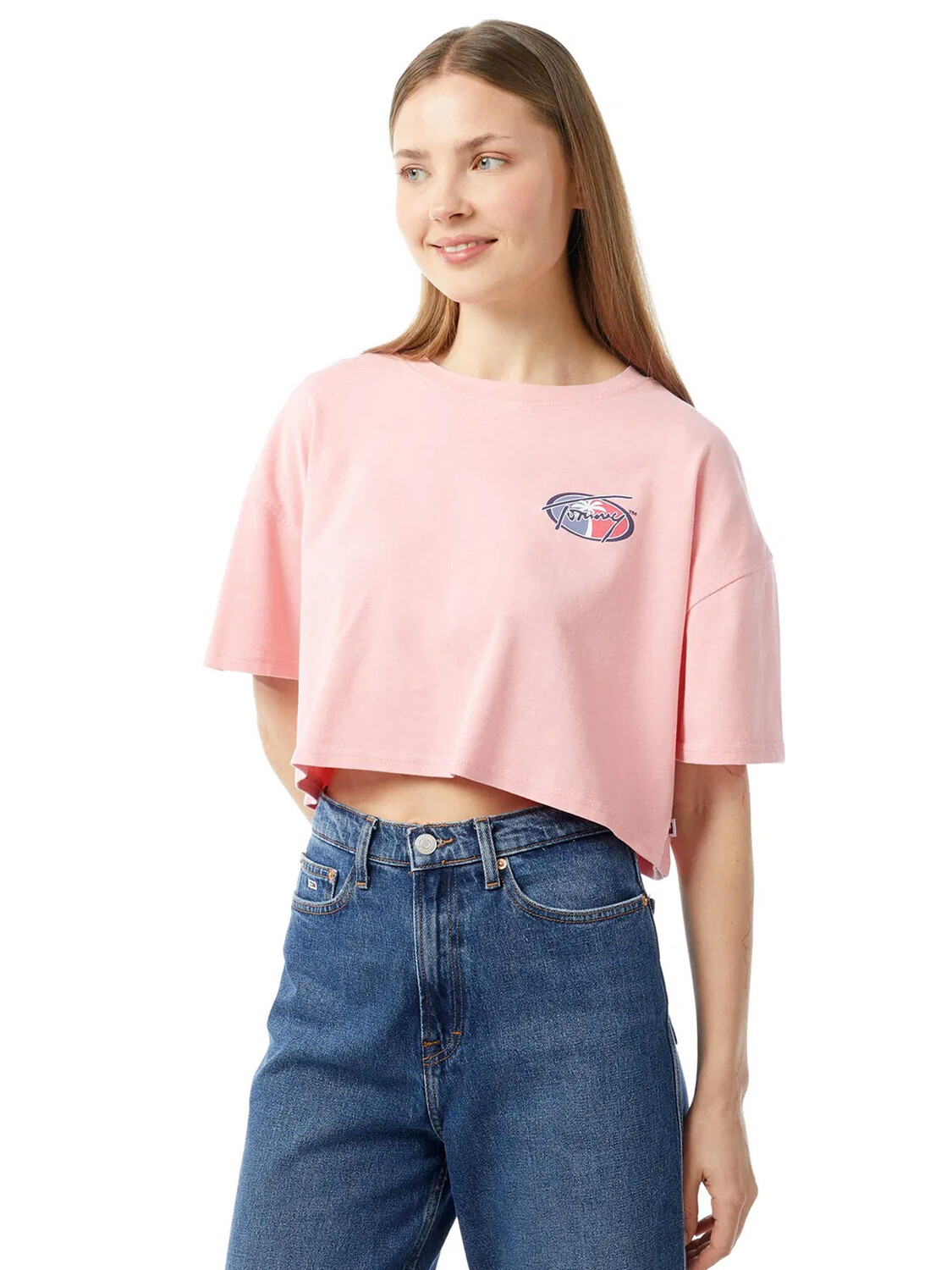 

Джинсы jeans t-shirt crop oversize Tommy, розовый