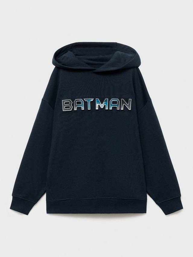 

Детский батбосс хлопковый худи с длинным рукавом Mango, Navy