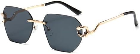 

Ретро-солнцезащитные очки с нестандартной безрамочной конструкцией, металлическими дужками с леопардовым принтом, персонализированные, модные, универсальные MTZJH, Black