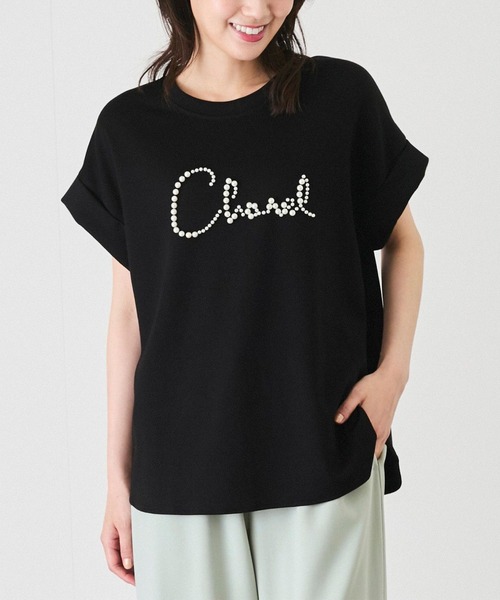 

Футболка из ткани понте с перламутровой отделкой Jayro, черный