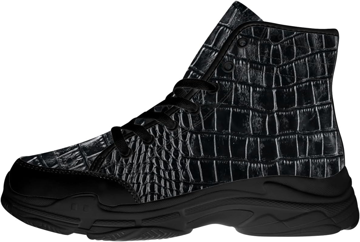 

Мужские и женские высокие кеды с 3D принтом крокодила, тканевые платформенные туфли на шнуровке, подарки для него и нее Generic, черный