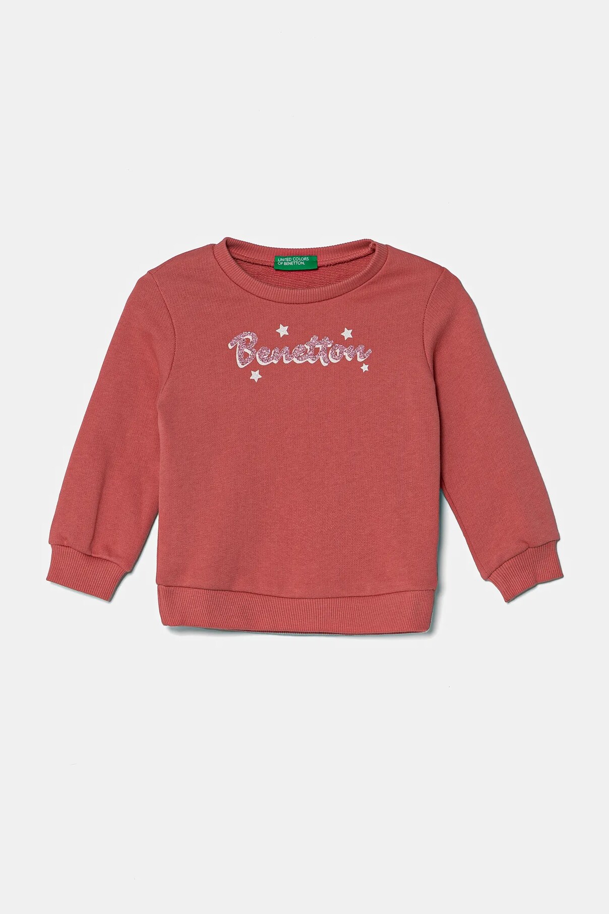 Детская хлопковая толстовка United Colors Of Benetton, розовый — фото 2