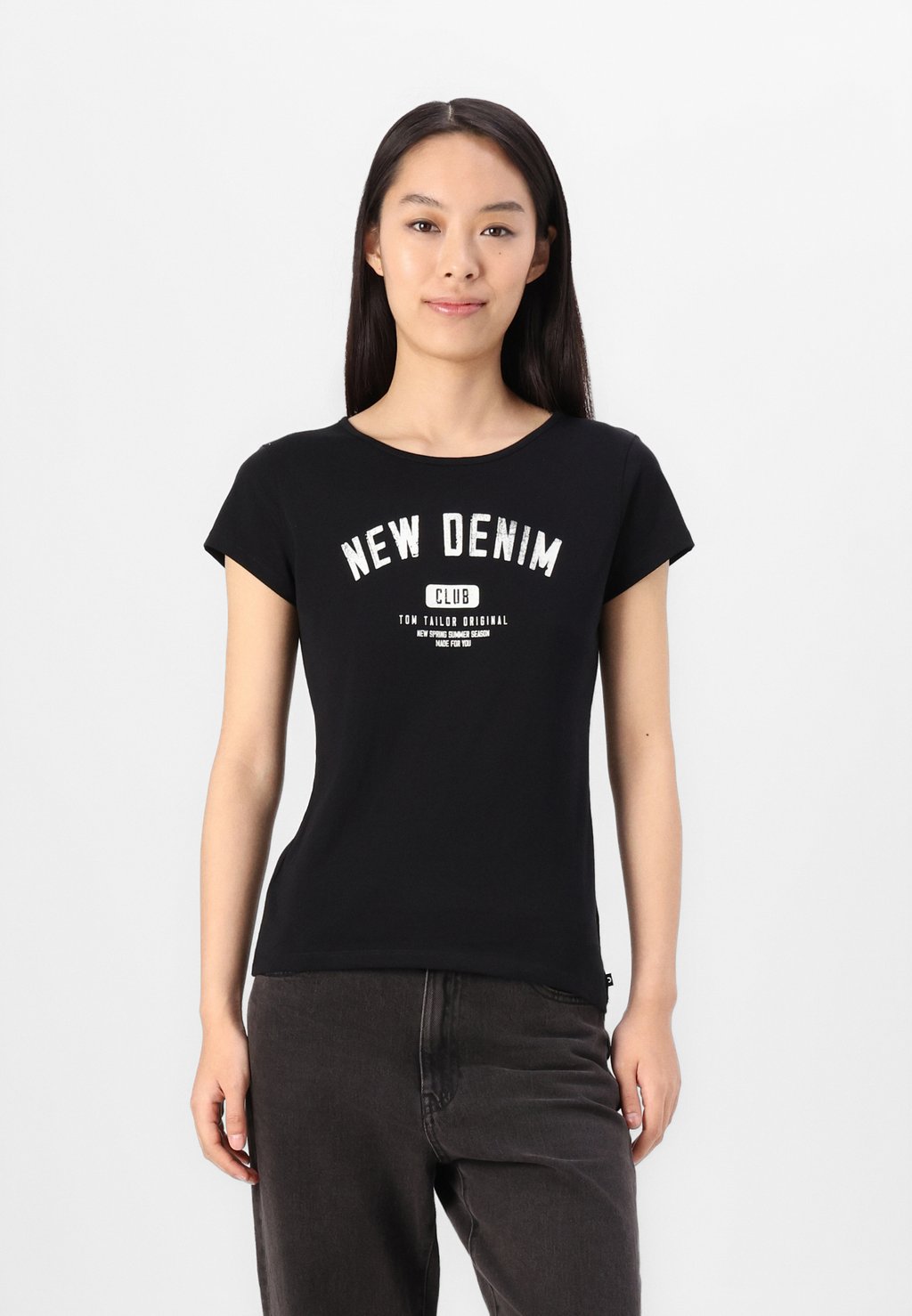 

Футболка с принтом SLIM SPORTY PRINTED TEE TOM TAILOR DENIM, черный