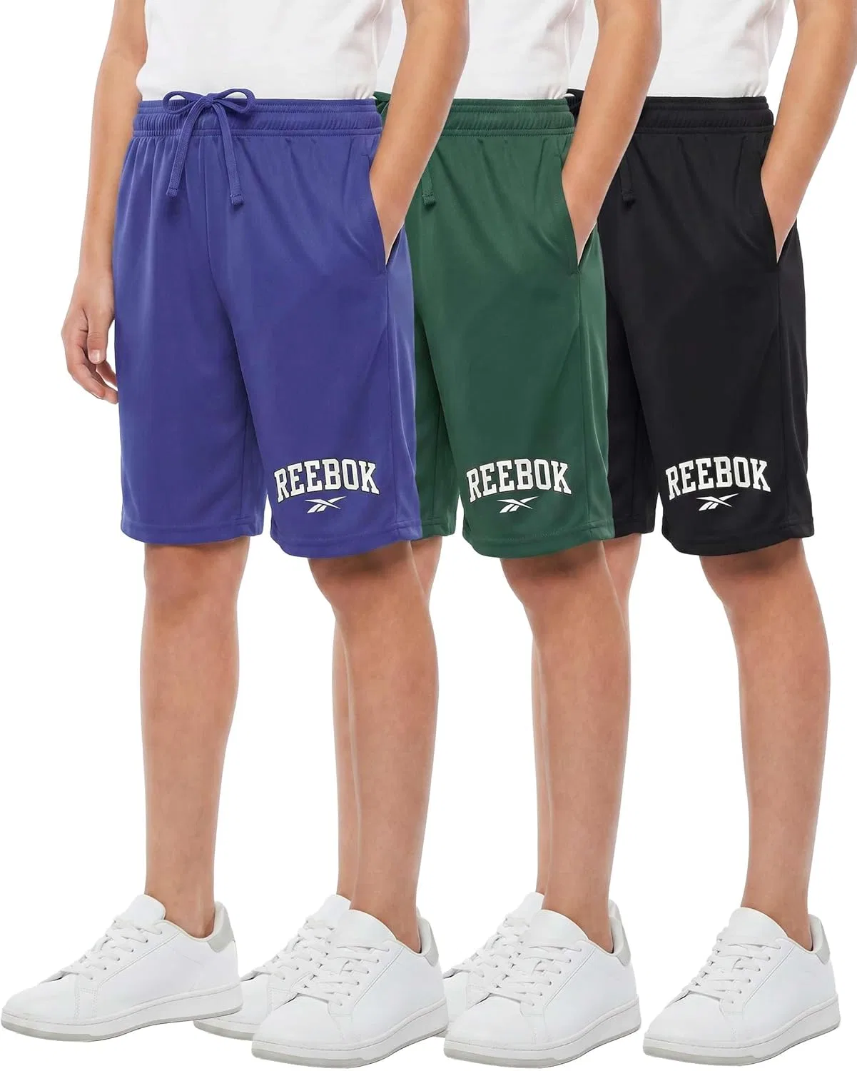 Спортивные шорты Reebok, 3 пары, Solid Black, Solid Hunter Green, Solid Royal Blue