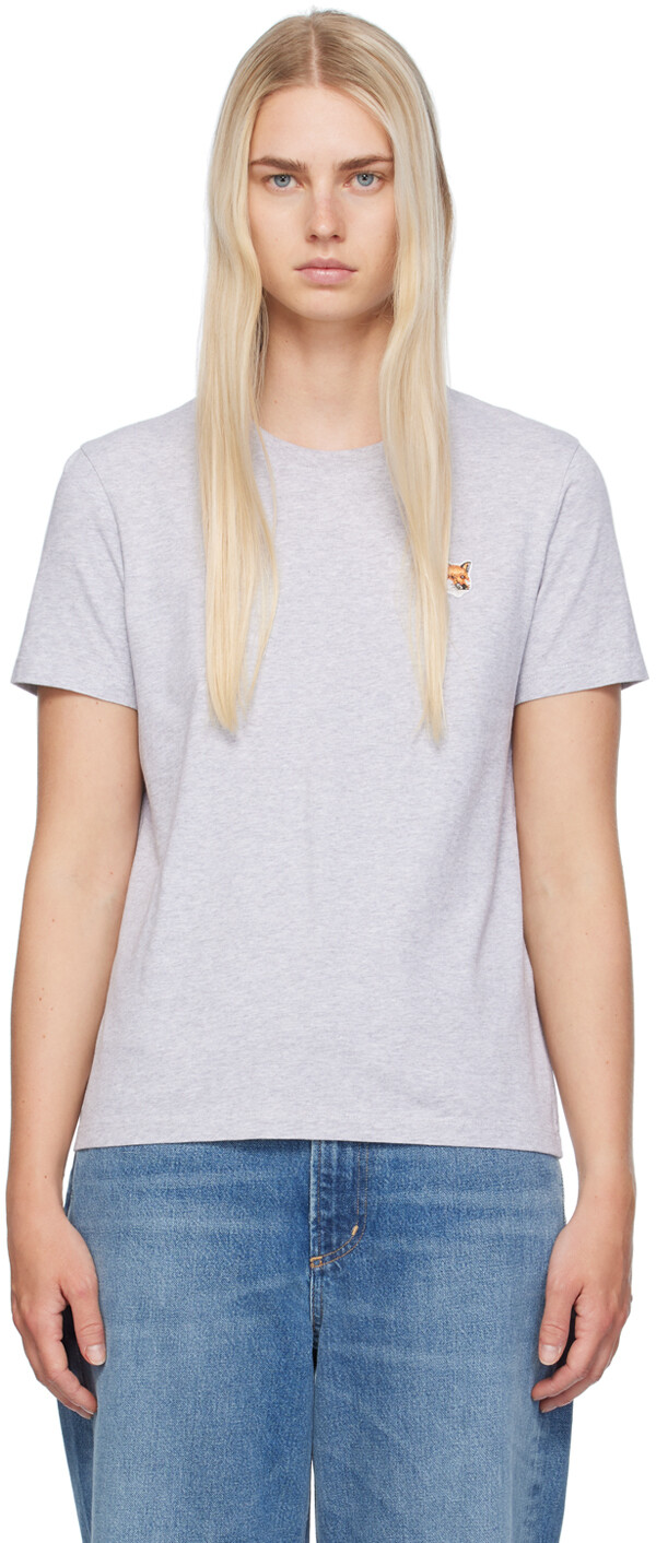 

Футболка с изображением головы серой лисы Maison Kitsune, Light grey melange