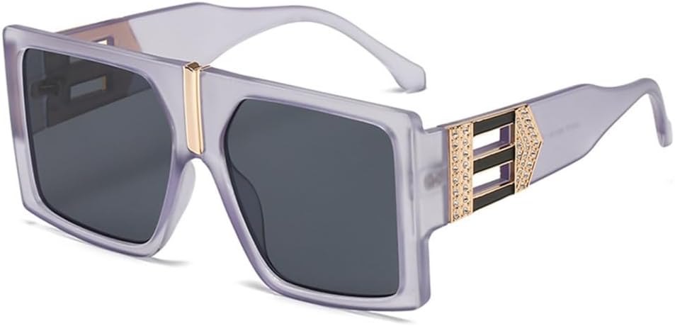 

Ретро женские солнцезащитные очки, мужские солнцезащитные очки с заклепками и защитой от УФ-излучения UV400, многоугольные солнцезащитные очки для мужчин LANGSER, Purple Gray