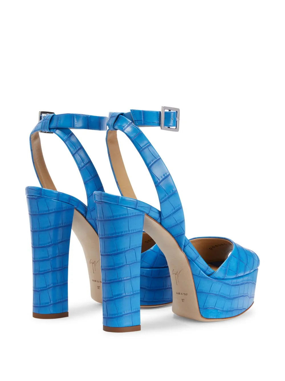 Сандалии Betty 120 мм с крокодиловым принтом Giuseppe Zanotti, синий — фото 3