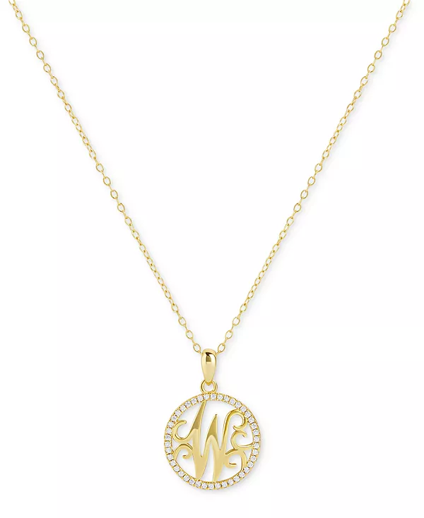 

Монограмма с подвеской из кубических цирконий паве и 18-дюймовым колье из 18-каратного золота на основе стерлингового серебра, созданное для Macy's Giani Bernini, gold