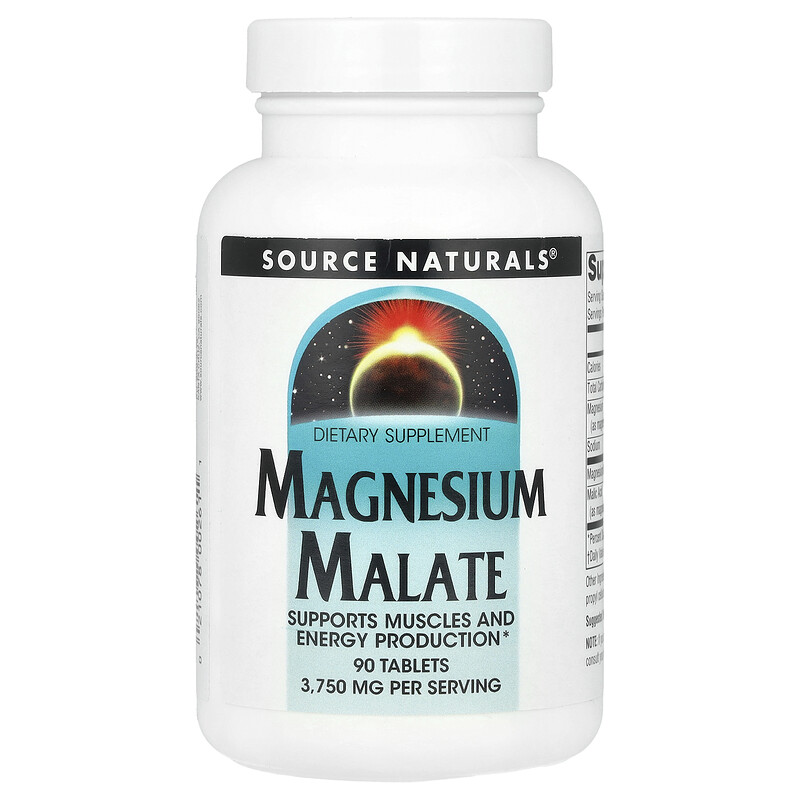 

Source Naturals, Малат магния, 3750 мг, 90 таблеток (1250 мг в каждой таблетке)