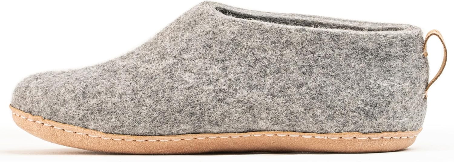

Тапочки Woolly из войлока с кожаной подошвой, Премиальная новозеландская шерсть, Ручная работа по итальянскому дизайну, Мягкие, дышащие и без запаха Woolly'S, серый
