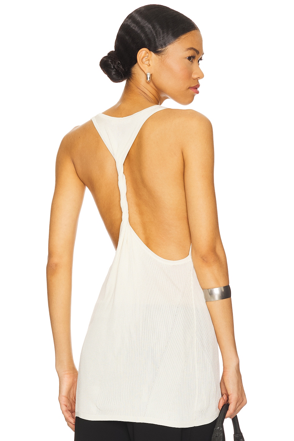 

Топ на бретельках с завязкой Rib twist Helmut Lang, white