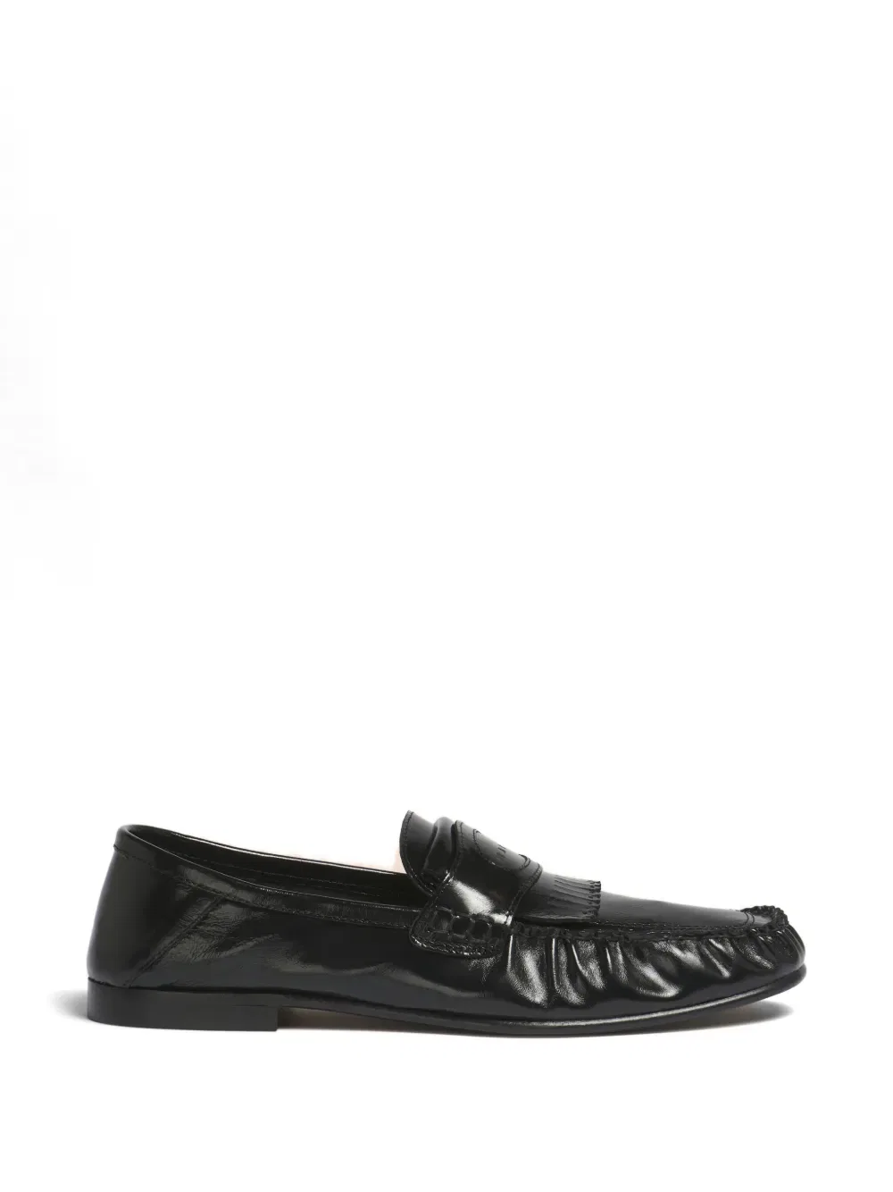 Кожаные лоферы с бахромой Marni, черный