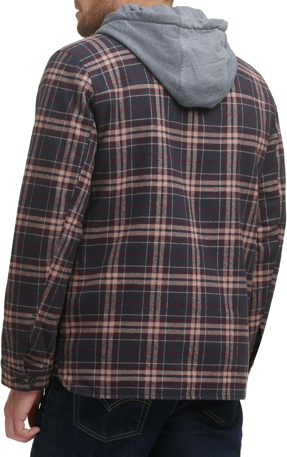 Мужская клетчатая куртка-рубашка Levi's с капюшоном и подкладкой из шерпы (стандартные размеры, большие и высокие), Brown Glen Plaid — фото 4