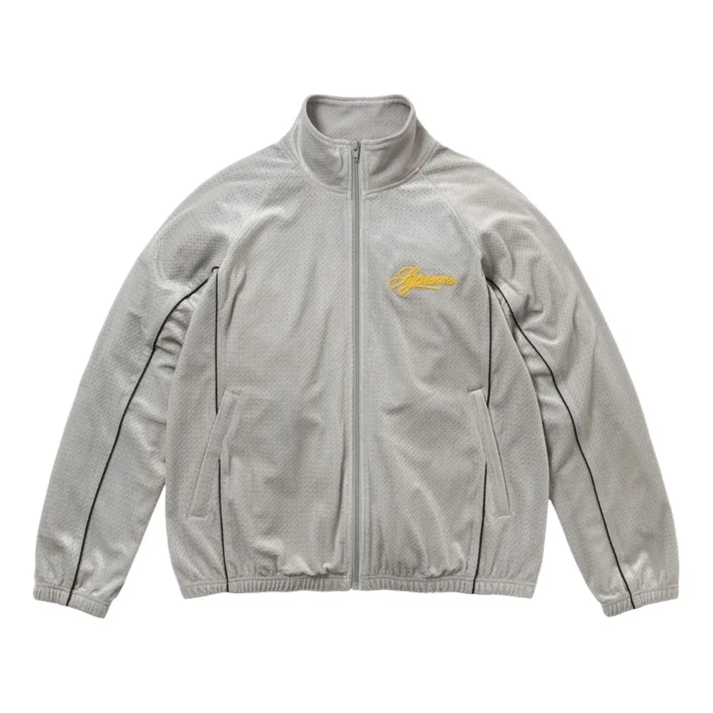 Спортивная куртка Supreme SS26 из велюровой сетки, серебро