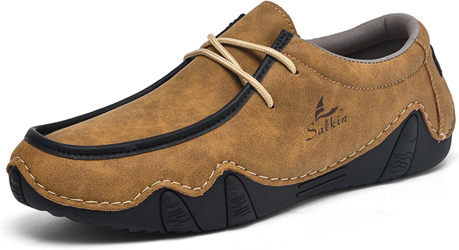 

Мужские кожаные повседневные лоферы без шнурков, легкие, с нескользящей подошвой, и прогулок, мягкие мокасины Lossarye, коричневый