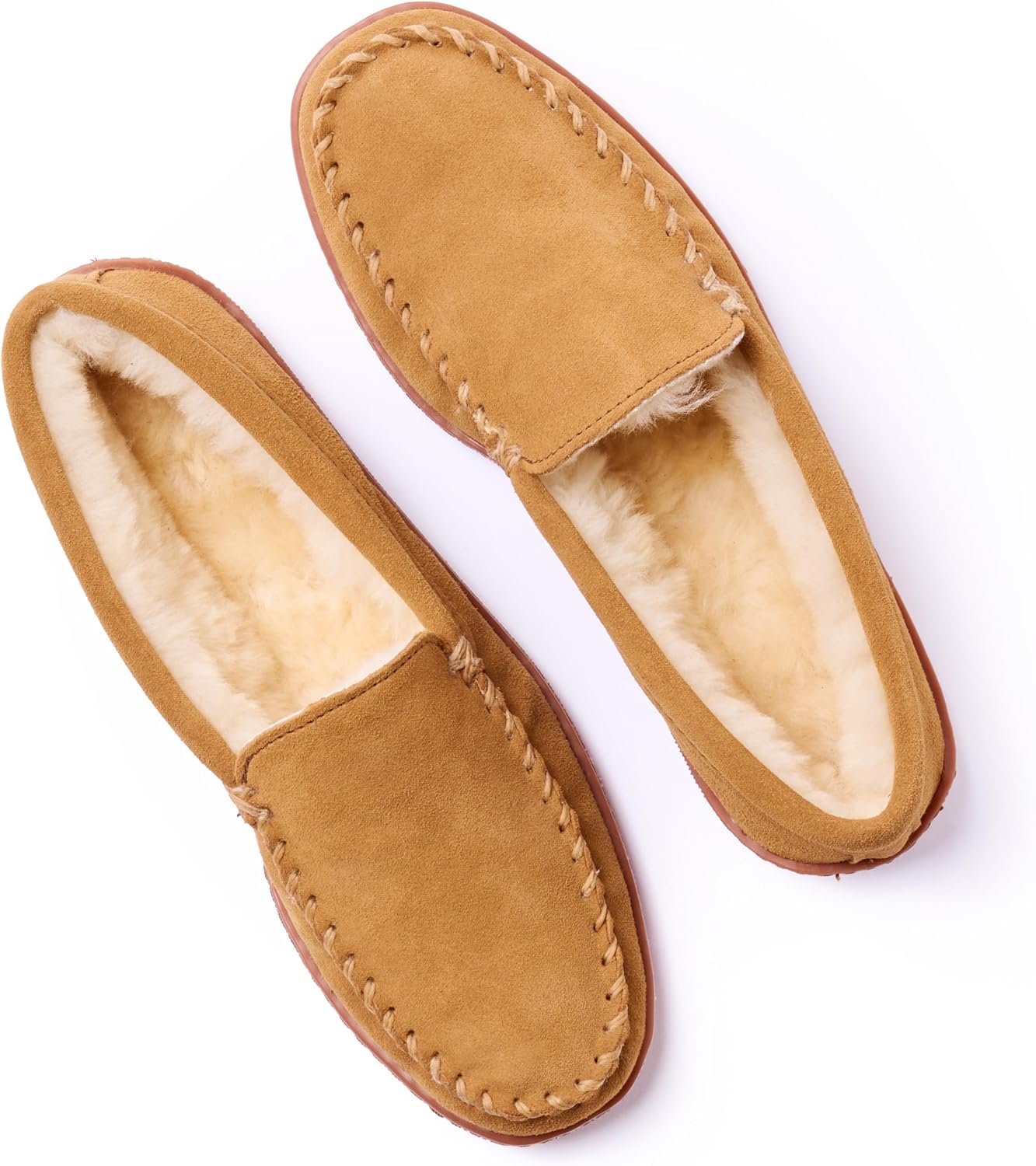 Мужские мокасины Minnetonka с жесткой подошвой из овчины, Tan Venetian — фото 2