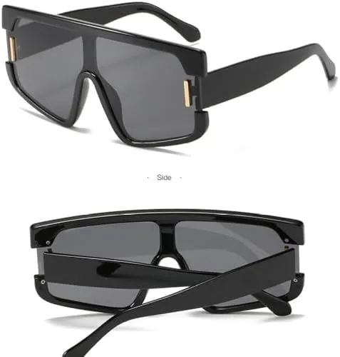 

Крупные квадратные солнцезащитные очки для женщин, модные цельные солнцезащитные очки в винтажном стиле, сине-серые оттенки, панк-очки MTZJH, Orange Lens