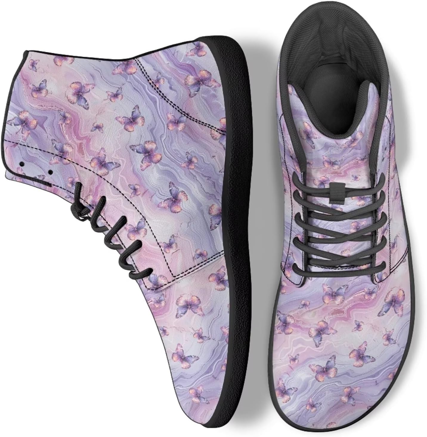 

Женские высокие кроссовки-бабочки для ходьбы из искусственной кожи, беговые кроссовки, спортивные кеды Ecaestolph, фиолетовый