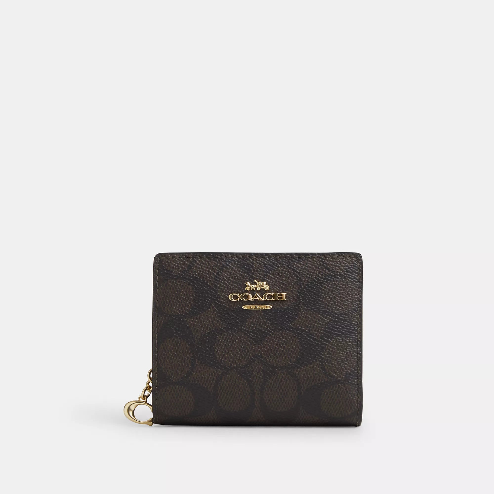 

Кошелек Coach Outlet Snap Wallet из фирменной ткани, цвет gold/walnut/black