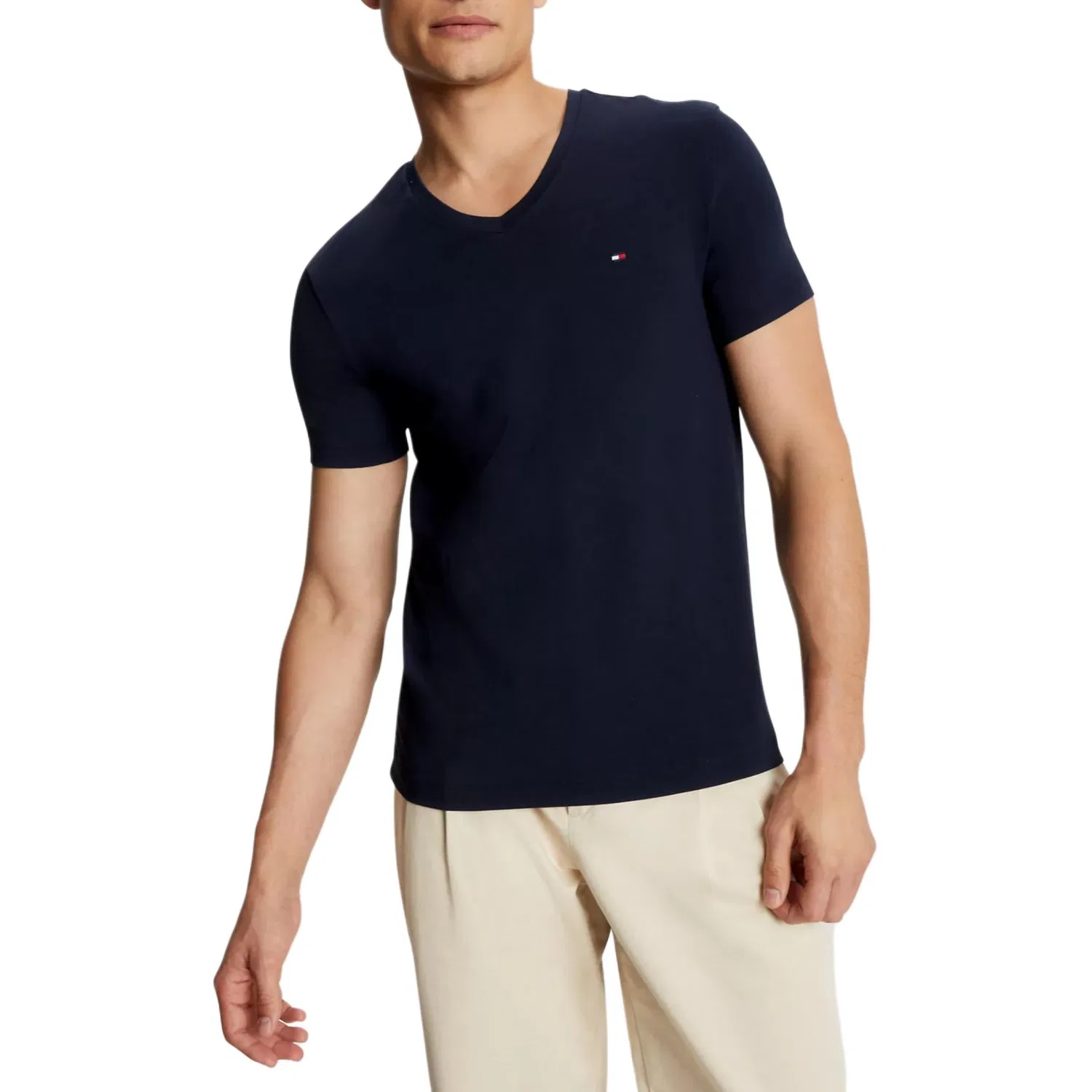 Футболка мужская Tommy Hilfiger Marine Blue с V-образным вырезом