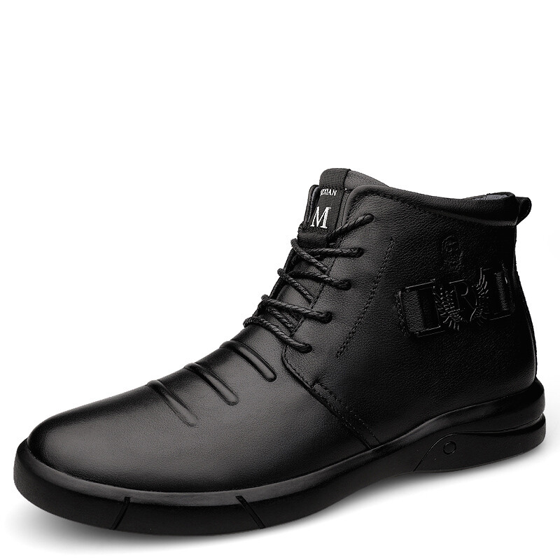 

Туфли мужские Men"s Casual Men Mid-Top Laorentou, цвет Black Fleece-Lined