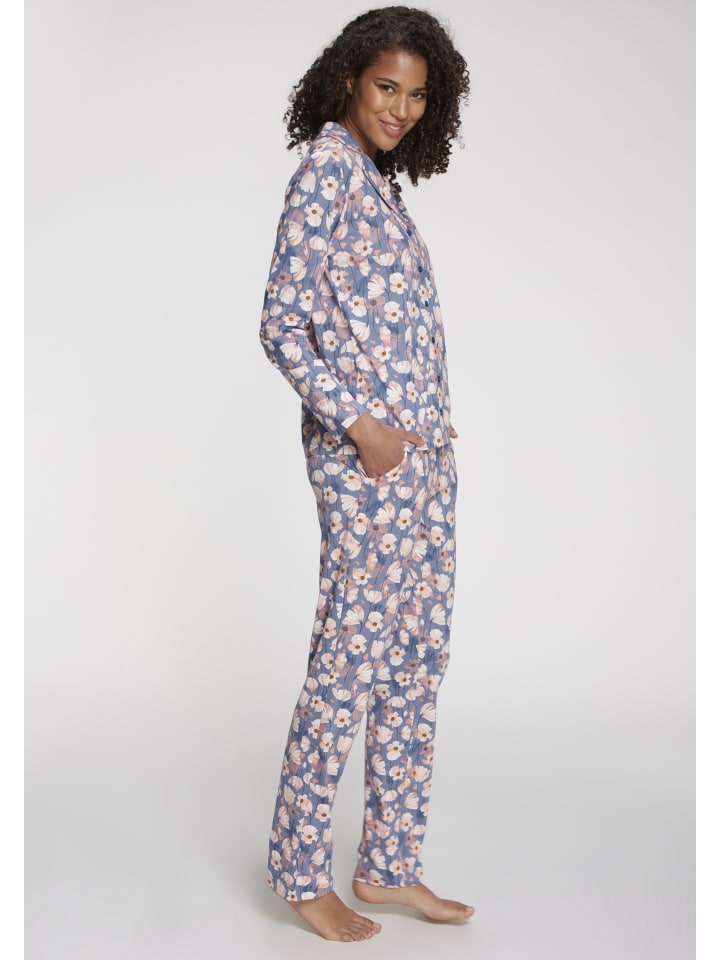 

Пижамные штаны с цветочным принтом синего и розового цветов VIVANCE DREAMS