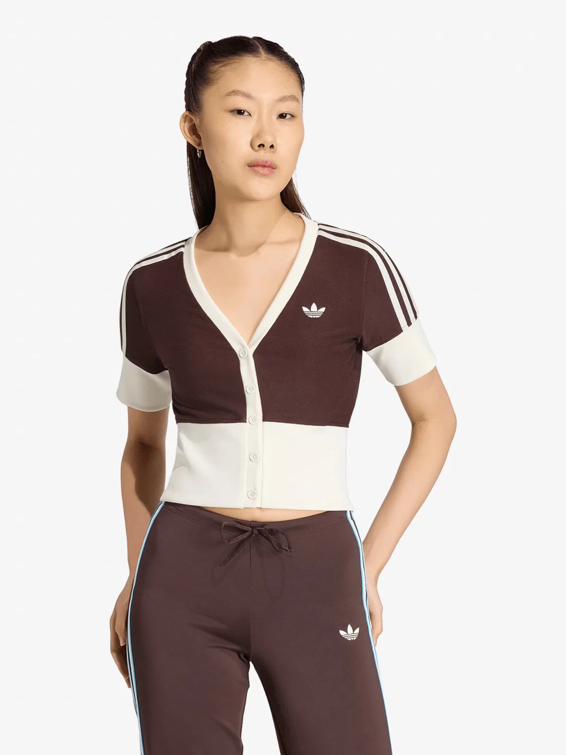 Вязаный кардиган Adidas Originals, коричневый — фото 2