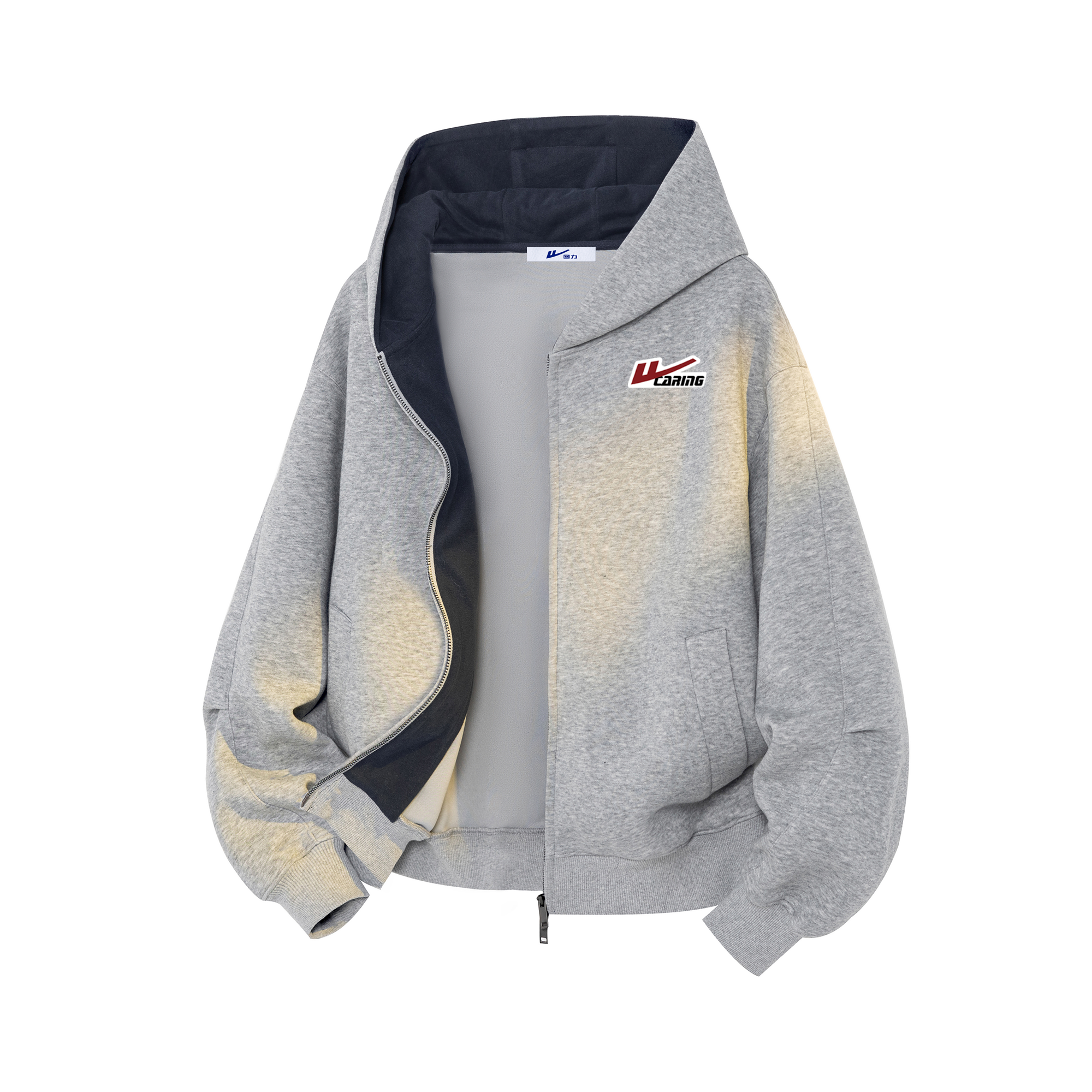 

Толстовка Unisex Hooded Moderate Cardigan WARRIOR, светло-серый (diy badge)