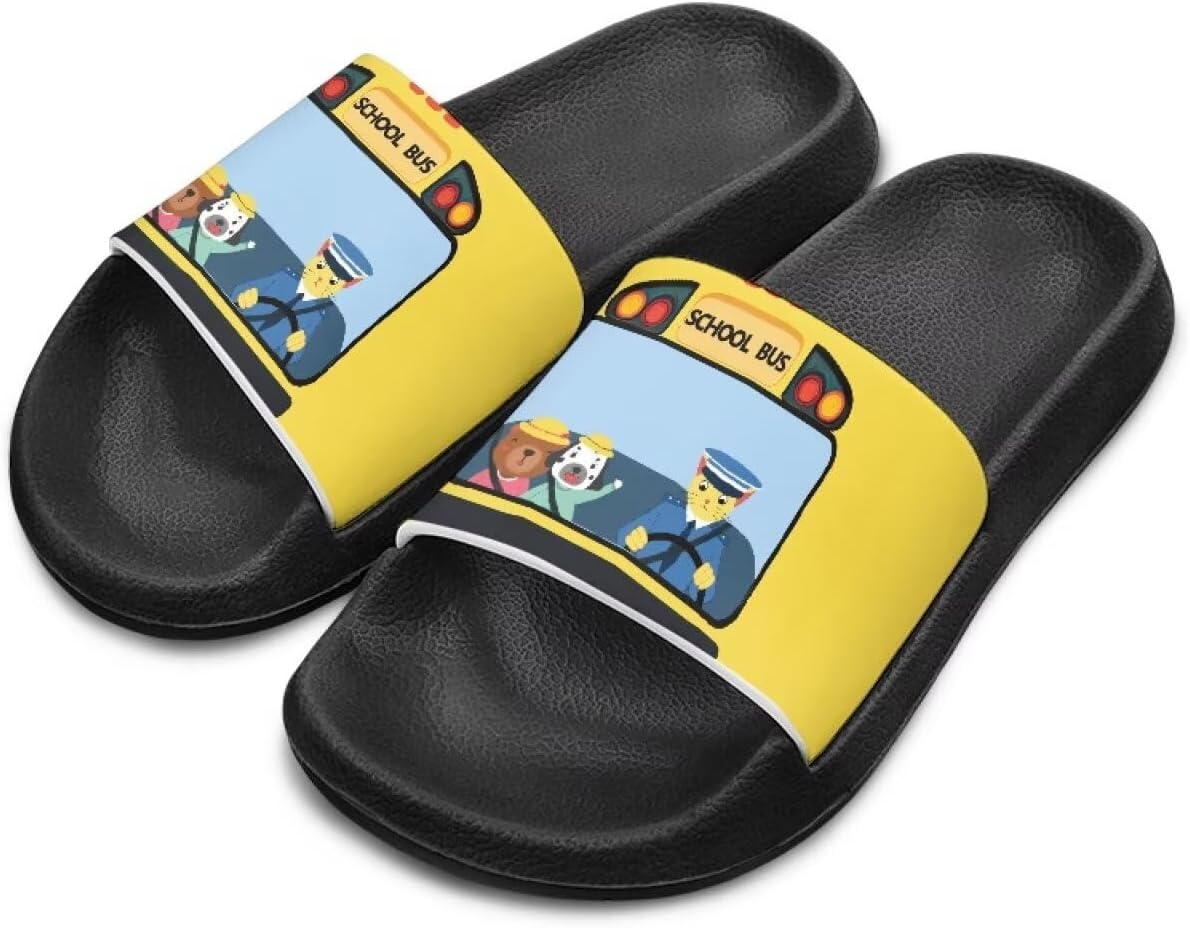 

Детские шлепанцы для мальчиков и девочек, летние тапочки, для улицы, пляжа, бассейна, душа, спорта, подарок (младший/старший ребенок) Cugasmaru, Car School Bus