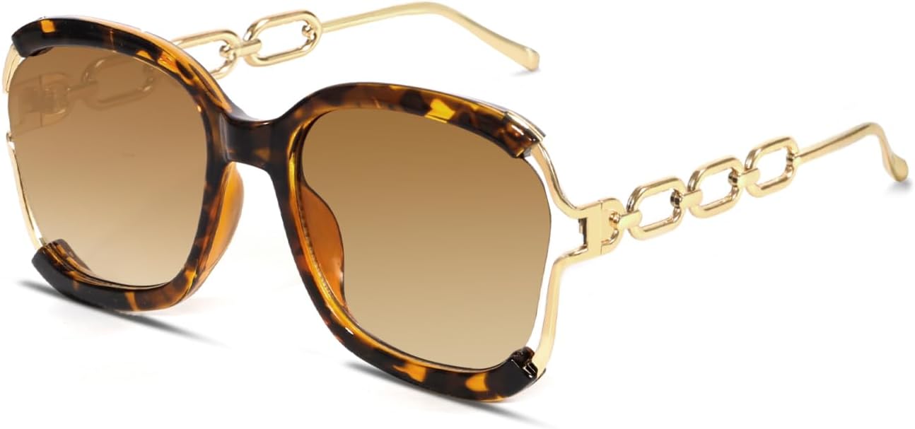 

Солнцезащитные очки BOTEN увеличенного квадратного размера для женщин и мужчин в стиле ретро 70-х годов с большой оправой, модные, с цепочкой на дужках, Tortoise Shell